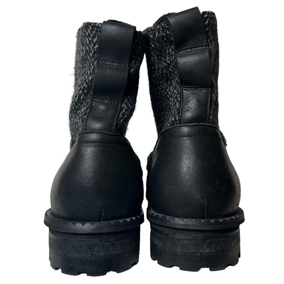 All Saints Black Leather & Grey Tweed STYX Chelsea Boots w/ Zipper US 12/ EU 45 - Picture 5 of 8